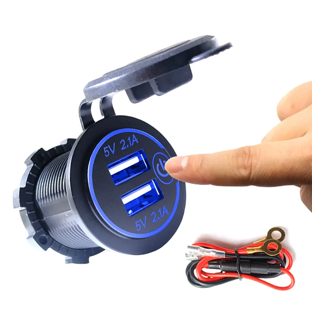 

Carprie 12V-24V Waterproof 3.1A/4.2A/4.8A Dual USB Fast Charger Socket Power Outlet Car Charger Power Cord Phone Usb Charger
