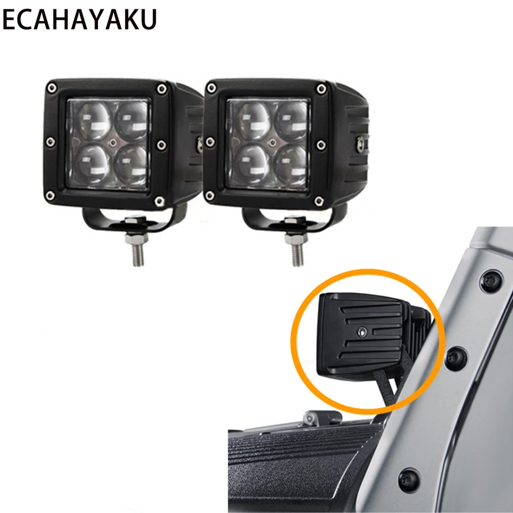 2 шт. ECAHAYAKU " кубики 12 Вт светодиодный рабочий свет 6000 К IP67 Водонепроницаемый Пылезащитный для грузовиков джипы внедорожные квадроциклы 12 В/24 В Автомобильный светодиодный светильник