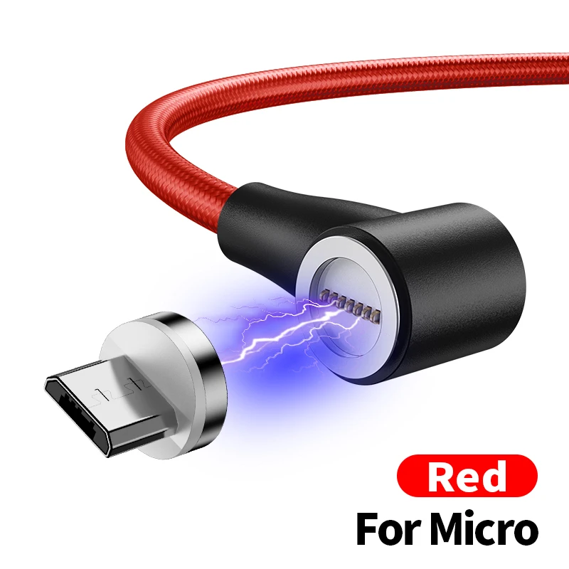 2 м Магнитный кабель Micro usb type C адаптер зарядное устройство Быстрая зарядка для iPhone11 Pro XS Max Xiaomi зарядка магнит Android телефон шнур - Цвет: Red For Micro