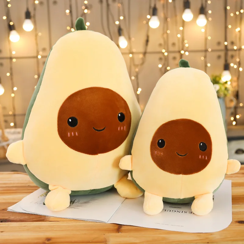 Plush Avocado Toy Figured Cartoon Fruit Doll Squishy Soft Stuffed Green Family Avocados Plushie Decor Kids Gift