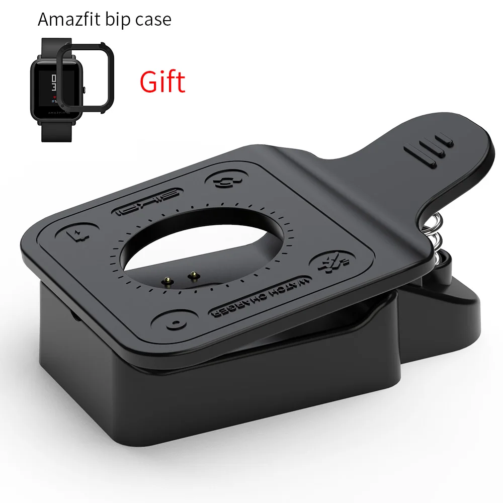 Зарядные устройства с зажимом для Amazfit bip и bip lite для huami smart watch SIKAI Strong Весна - Цвет: Черный