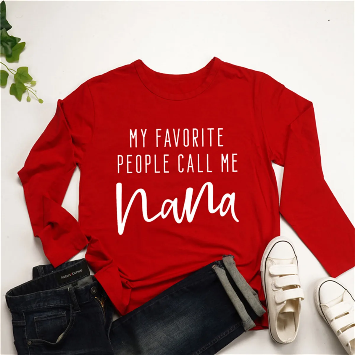 Женская футболка с надписью «My Favorite People» и надписью «Call Me Nana», женские футболки с длинными рукавами и круглым вырезом, осенне-зимняя модная футболка в стиле Харадзюку