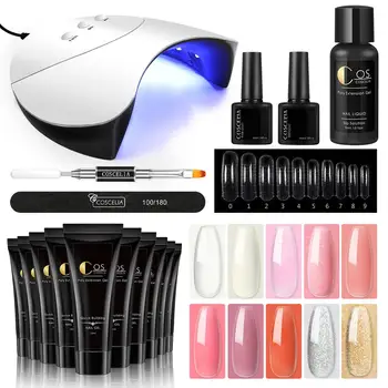 

Poly Gel Nail Kit Manicure Set With UV Led Lamp Acrylic Nail Gel Set Quick Building For Nail Extensions Tips Nail Art Tools Kit