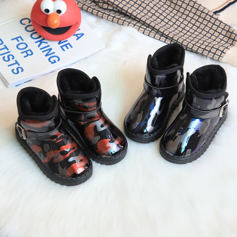 Waterproof Kids Boots Fashion Boys Girls Snow Boots Warm Thick Cotton Children Boots Non-skid Colored Bright Skin Soft 25-36 Hot