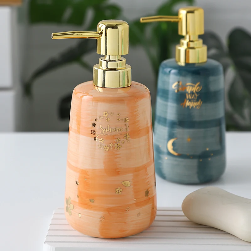 400 мл диспенсер для жидкого мыла, 4 цвета, керамический контейнер для мыла для раковины, ванной комнаты, держатель для шампуня, бутылка без ногтей