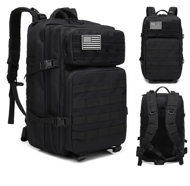 Black Backpack Уличный военный рюкзак, многофункциональная тактическая сумка, водонепроницаемый походный рюкзак для путешествий, треккинга, кемпинга, рюкзак 40л - Цвет: Black Backpack