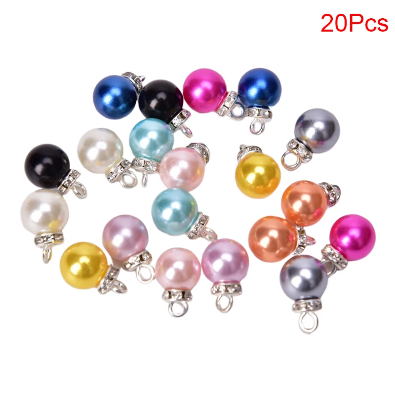 

20Pcs/Set Crystal Colorful Imitation Pearl Crimp End Beads Charms Pendant For DIY Earrings Jewelry Making Findings Accessories
