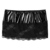 Women Sexy Sheer Lace Patent Leather Mini Skirt Low Rise Elastic Waist Skirt Rave Party Pole Dance Clothing Clubwear Nightwear 6