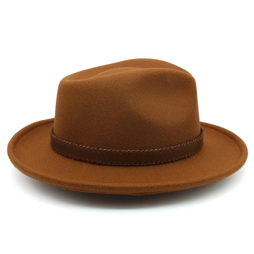 wide brim fedora hat Men Women Wool Panama Hats Wide Brim Sunhat Fedora Caps Trilby Jazz Travel Party Street Style US Size 7 1/8-7 3/8 UK M-L stetson trilby