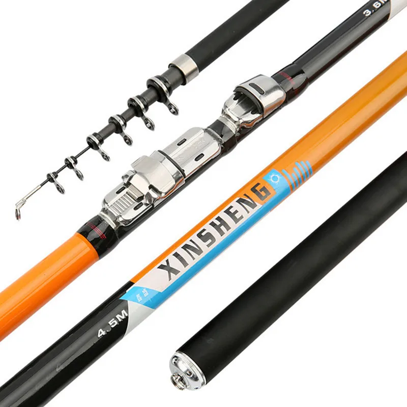 rock fishing rod Portable rotary fishing 2.4-6.3M fishing pole High Quality carbon fiber power telescopic travel sea boat