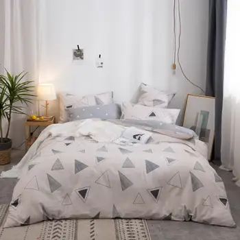 

Claroom White Bed Linen Bedding Set Geometric Figure Bed Linens Duvet Cover Set Comforter Bedspreads YI59#