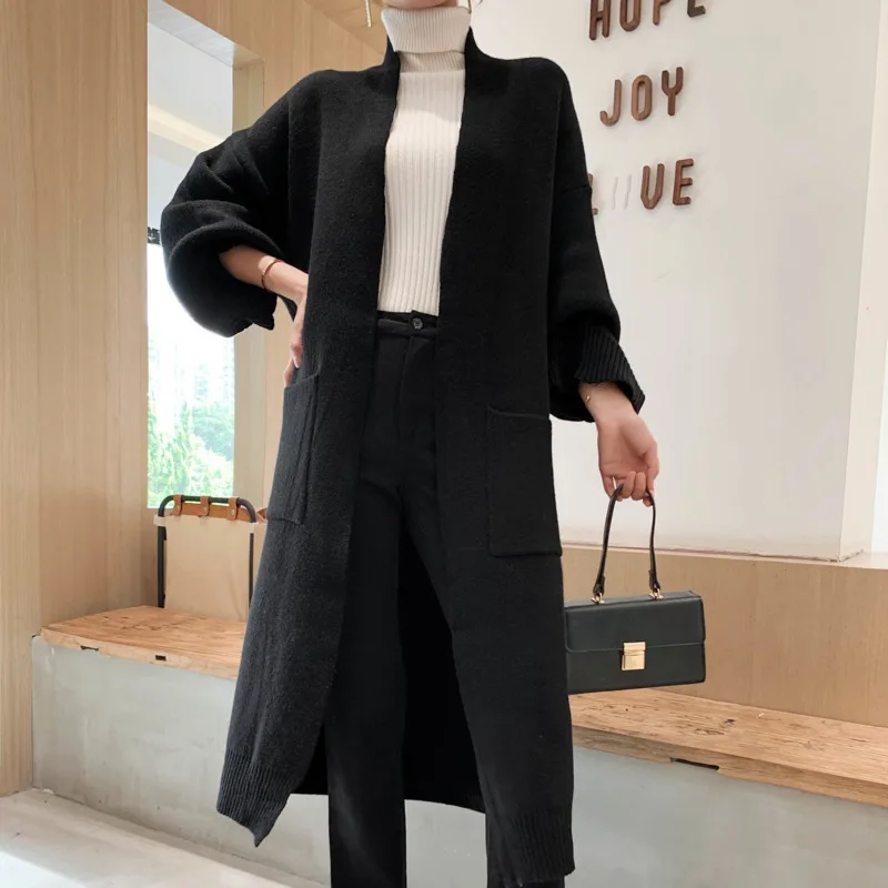 

LANMREM Solid Color Long Straight Cardigan For Women 2020 Spring New Korean Loose Big Size Casual Fashion Sweater Coat PC426