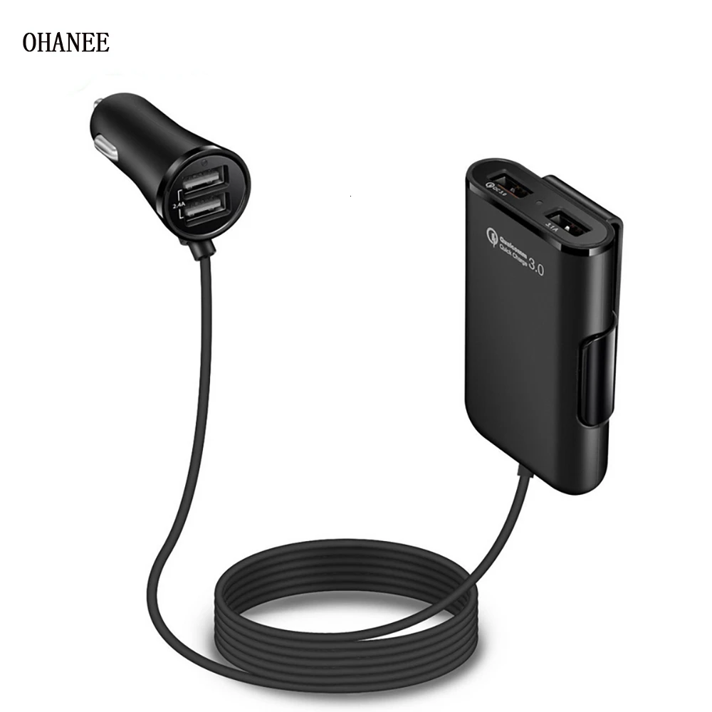 OHANEE 4 USB QC 3,0 Автомобильное зарядное устройство Быстрая зарядка 3,0 для iPhone аксессуары