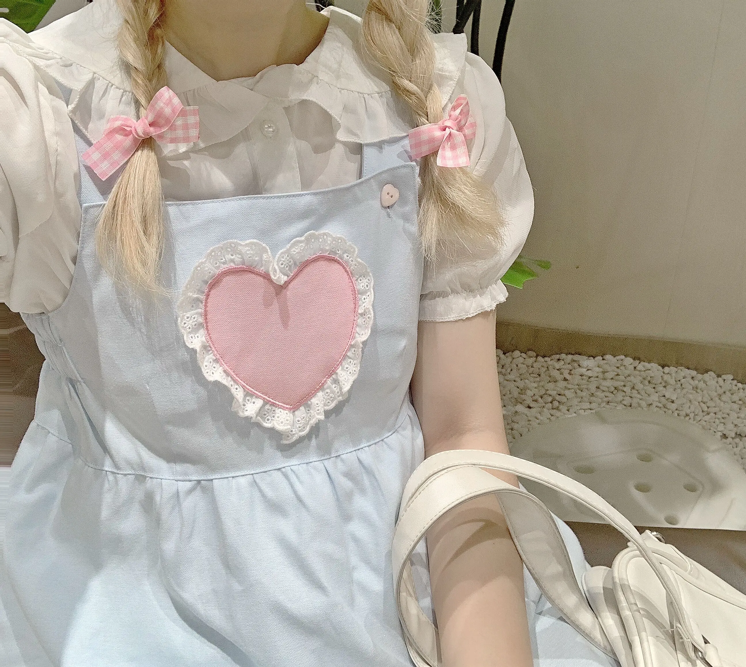 

Women Dress Pink Blue Romper Kawaii Cotton Sweet Empire Suspender Strap Dresses Lolita Girl Cute Preppy Style Braces