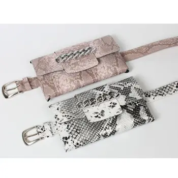 

Women Snakeskin Pattern Leather Waist Fanny Pack Belt Bag Phone Pouch Travel Hip Bum Chest Waist Small Purse