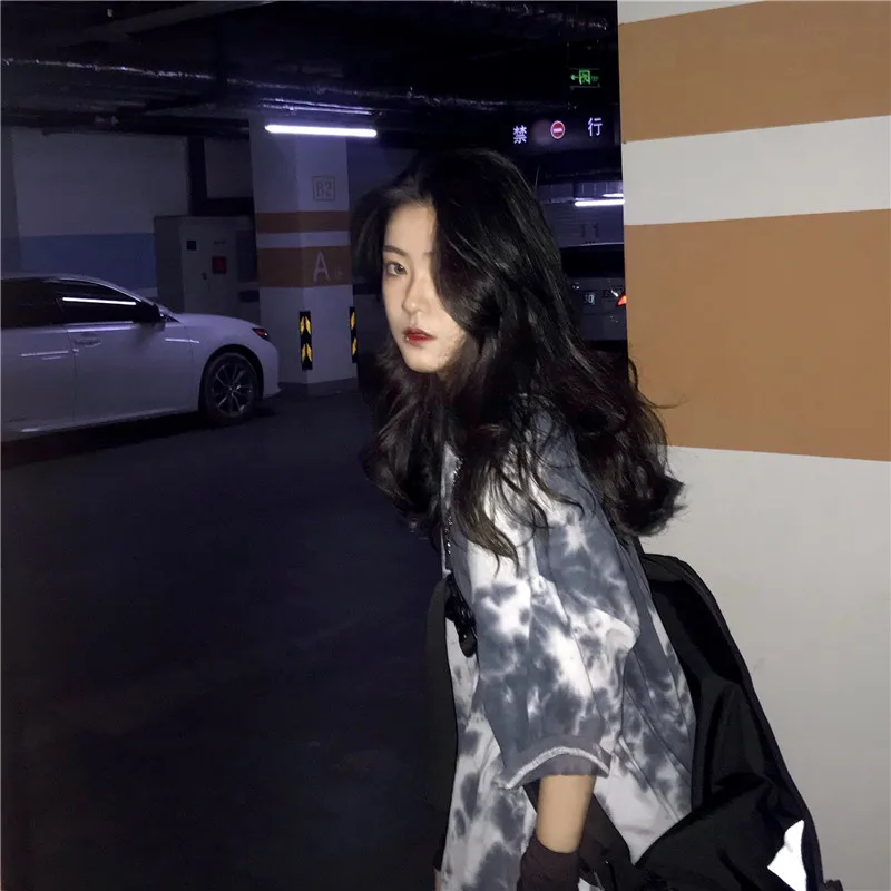 Ulzzang уличный крутой модный вареный градиентный свободный BF женская футболка Черная Повседневная Harajuku Новая Летняя женская одежда в стиле хип-хоп