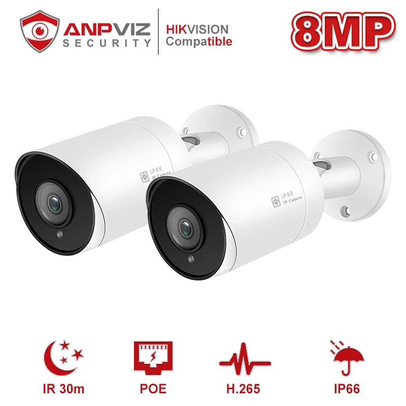 Anpviz 8CH 4K NVR 8MP Bullet POE IP Camera Kit домашние/наружные системы безопасности CCTV комплекты