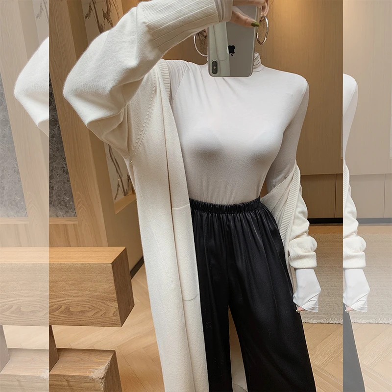 LANMREM новая осенне-зимняя женская одежда Basics inside wear водолазка вязанная Футболка Женский Топ Тонкий wj04006