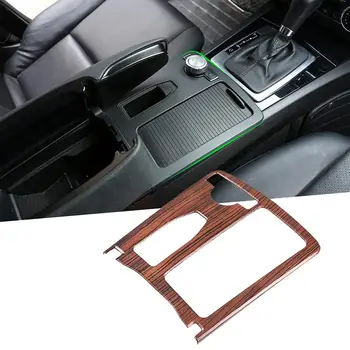 

Pine Wood Grain ABS Central Console Cup Holder Frame Trim for Mercedes Benz C W204 2008-14 And E Coupe C207 W212 2010-12 LHD