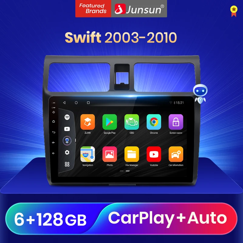 Мультимедийный проигрыватель Junsun V3Pro 2DIN с голосовым управлением Qualcomm Android 10 для
