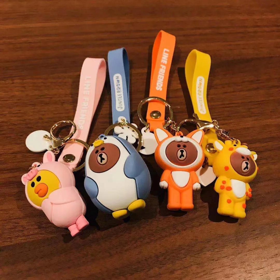 

Korea Penguin deer INS line Doll keychain for iphone airpods Backpack pendant Cute Cartoon Bear Shoulder strap jewelry case