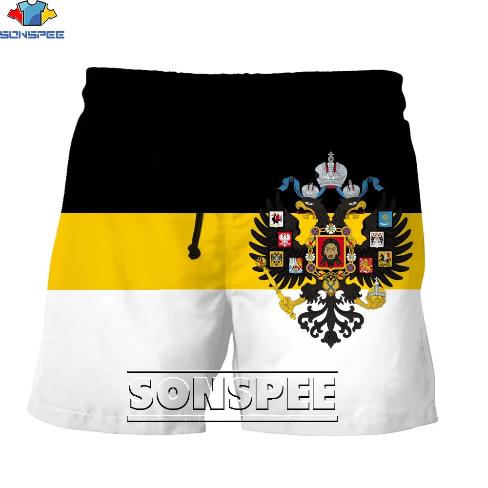 SONSPEE 3D German Flag Shorts Hohenzollern Dynasty Junkers Emblem Printed Casual Harajuku Shorts Oversized Men's Beach Pants