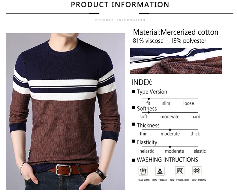 BROWON бренд, Осенний повседневный мужской свитер, мужской свитер в полоску с круглым вырезом, облегающая трикотажная одежда, мужские свитера, пуловеры, свитер для мужчин
