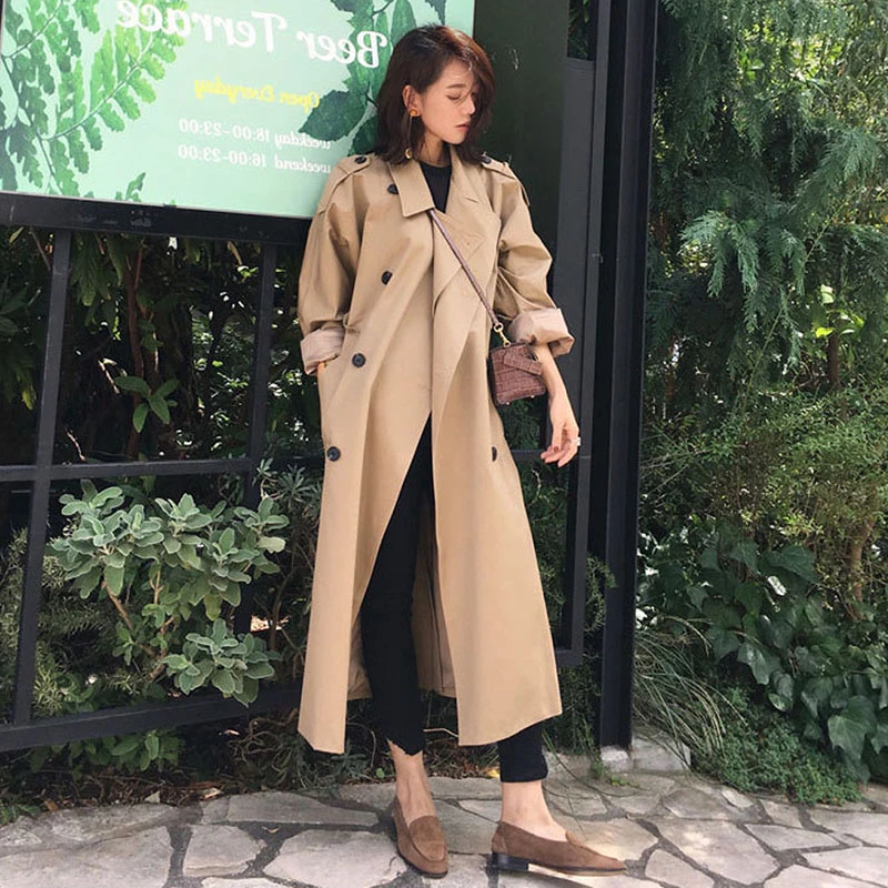 Casual long Trench Coat Women sashes 2020 plus