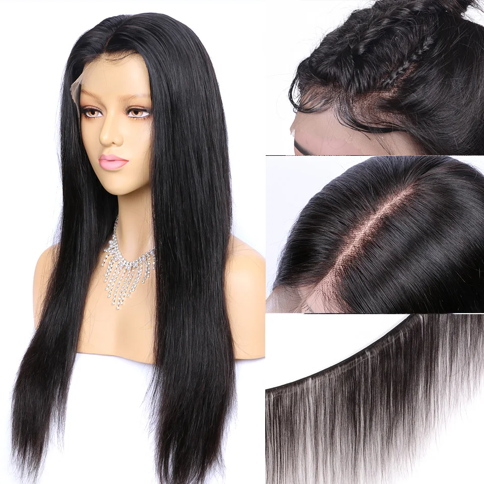 West Kiss волосы шелковая основа кружева спереди парик предварительно сорванный фронтальный 13x4 10-20 дюймов 150% плотность перуанские прямые