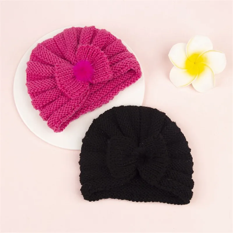 baby accessories box New Baby Hats Autumn Winter Warm Girl Boy Toddler Infant Kids Beanies Cap Unisex Solid Bow Knitted Hat Newborn Photography props baby stroller toys