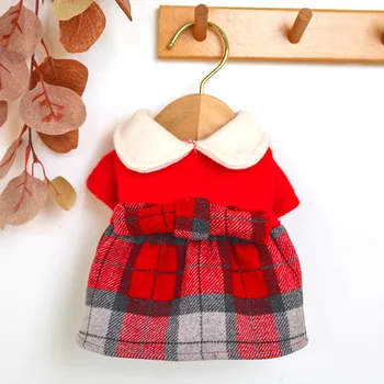 

Red Color Dog Dresses for Autumn and Winter Cute Sweet Princess Style Doll Woolen Dress Small Puppy Two Feet Dog Dress for Pets