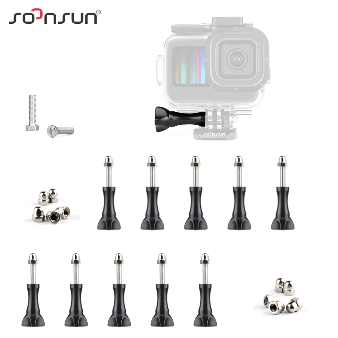 SOONSUN 10 шт. болт для большого пальца длинный короткий Винт GoPro Hero 9 8 7 6 5 4 адаптер