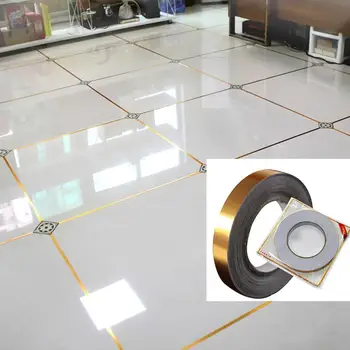 

50M Gold Color Self Adhesive Waterproof Wall Tape Strip Floor Tile Beauty Seam Sticker Home Decoration