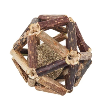

Pet Catnip Exquisite Ball Pet Bite Toy Molar Cleaning Teeth Care Play Ball Handmade Wooden Cat Fitness Toy