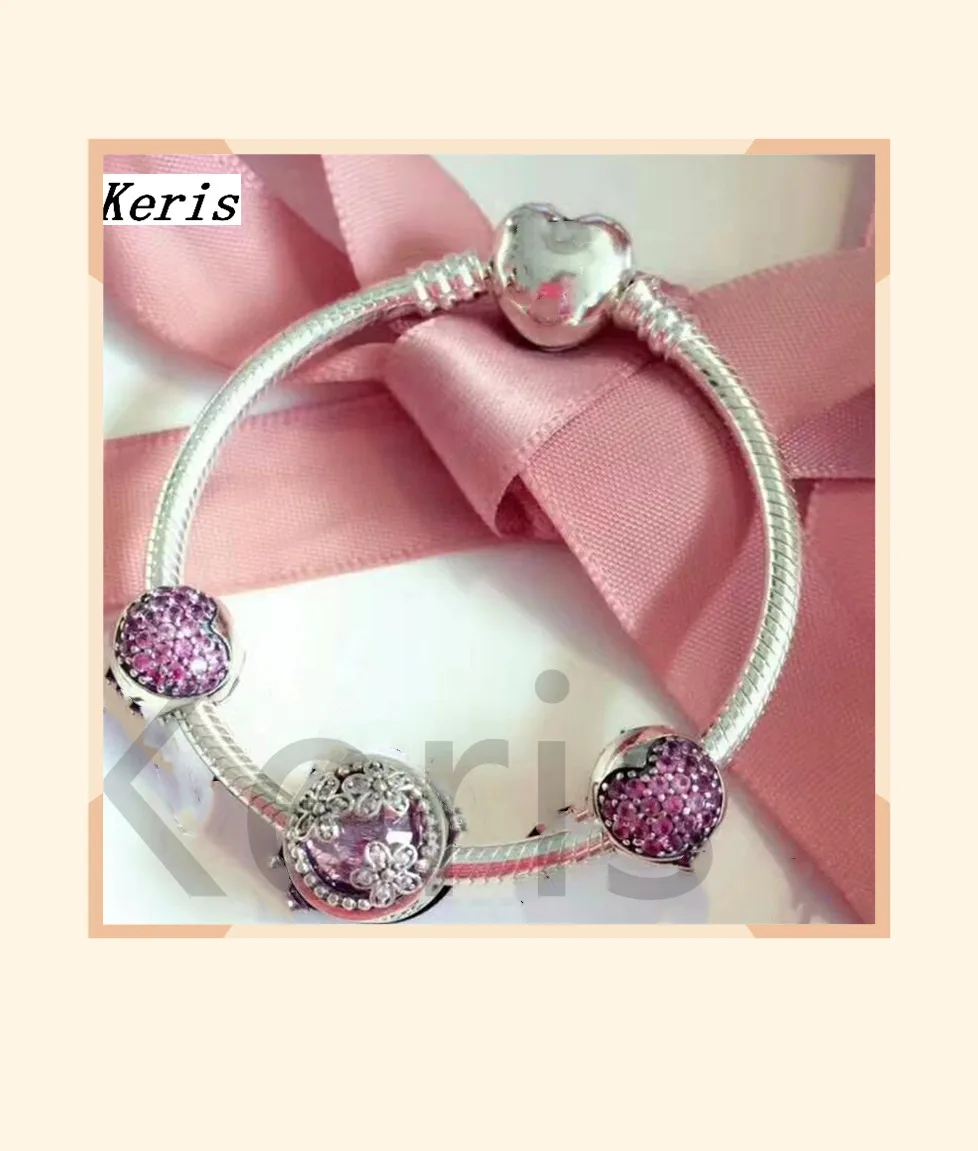 

High Quality Original 1:1 100% Silver Heart Clasp Bracelet Decoration Free Delivery Preferred Gift