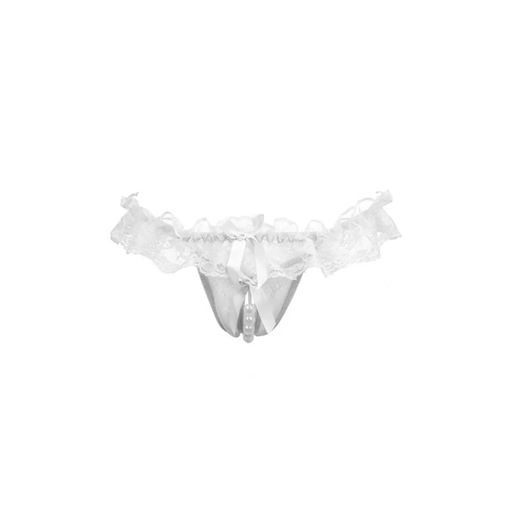 New Spandex Long Pearl Massage Brief Lay Temptation Panties Girl Lingerie For Ladies Sexy Women Underwear Lace Thong Mesh
