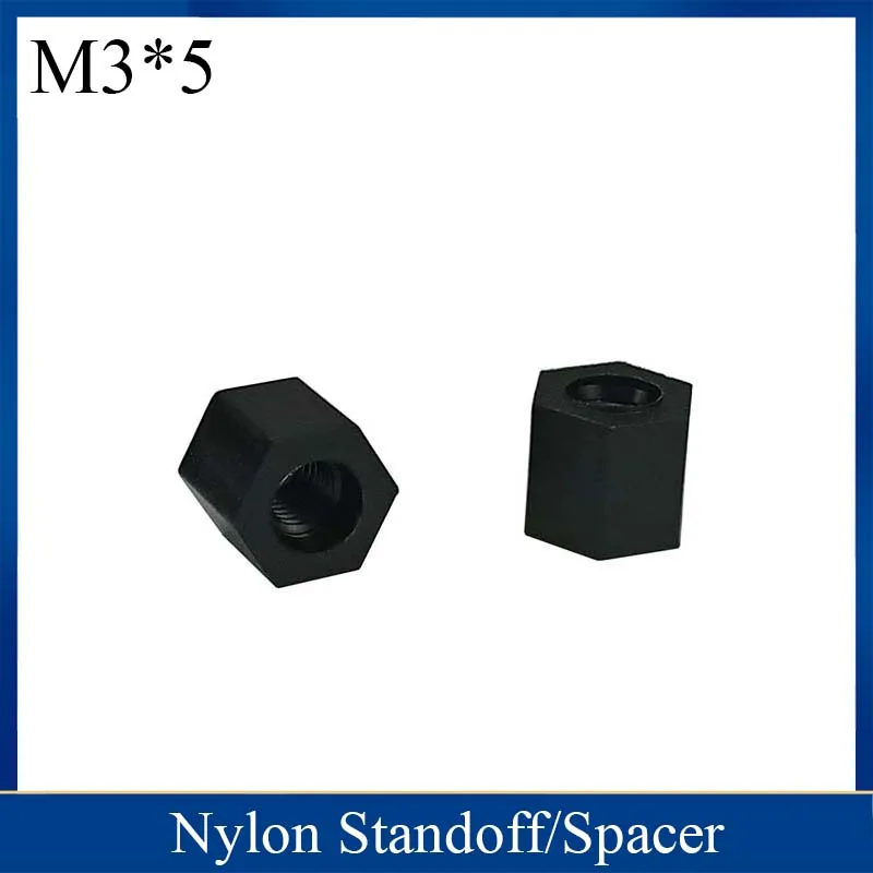 Hexagonal. 5mm ~ 45mm M3 Black Nylon Hex Male-Female Standoff Spacer 