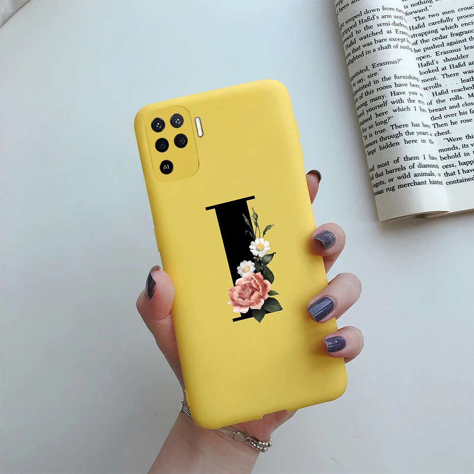 cases for oppo phones For Oppo Reno 5 Lite Case Letters Monogram ABC Flower Soft Silicone Back Cover For Oppo Reno5 Z Reno 5 F Z Lite 5F 5Z 5Lite Case oppo phone back cover Cases For OPPO