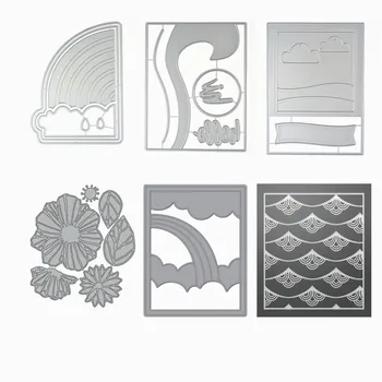 

2019 New 3D Layered Metal Cutting Dies Craft and Scrapbooking For Paper Making Background Lace Edger Embossing Frame Card Set