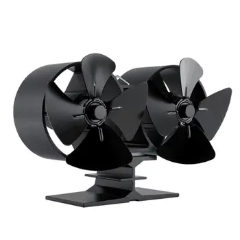 

Dual Head 8 Blades Powered Stove Fan Anodized Aluminium Silent Eco-Friendly for Wood Log Burner Fireplace Ecofan Black Hot 2019