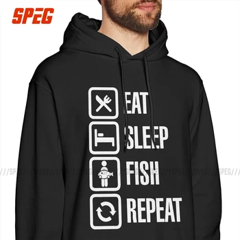 

Casual Hoodies Man Eat Sleep Fish Repeat Cotton Fishing Bass Fisherman Hooded Sweatshirt Birthday Gift Pullovers