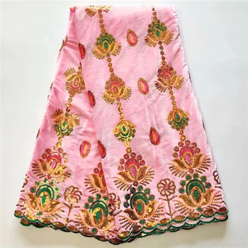 

Baby Pink velvet Sequin Fabric High quality Nigeria Sequince Silk Fabric for Evening Party Dress African Lace Fabrics VE-042