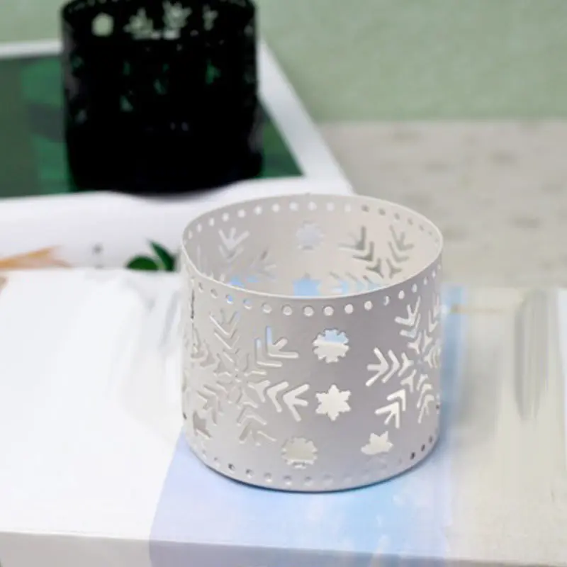 

Christmas Candle Holder Iron Hollow Snowflake Tree Deer Home Party Decoration AC889
