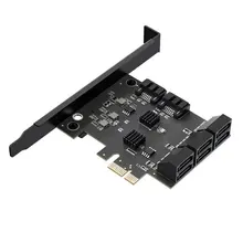 Adaptateur PCIE 1X SATA 5/8 Ports PCIE X 1/4 vers SATA 3.0, 6 Gbps, carte d'extension de débit d'interface pour ordinateur de bureau