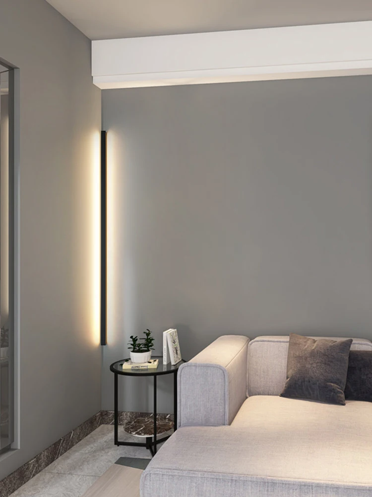 Black LED bedroom bedside wall lamp minimalist living room aisle sofa background wall ceiling lamp one word long 2
