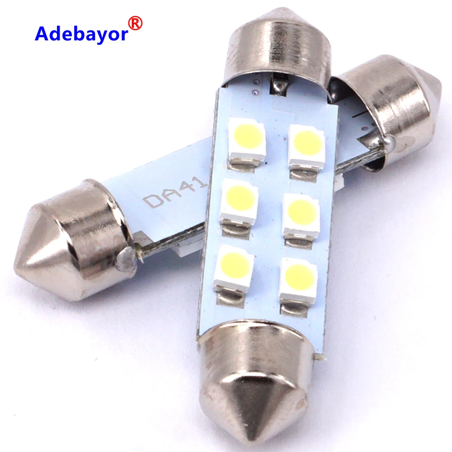 Adebayor 1000x яркий белый купол фестон светильник c5w C10W led 3528 1210 6 SMD 41 мм авто двери светодиодные лампы для чтения бардачок светильник