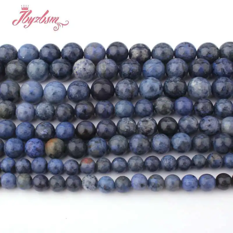 

6/8/10mm Natural A Grade Blue Dumortierite Smooth Round Stone for DIY Accessories Charms Necklace Bracelet Jewelry Making 15"