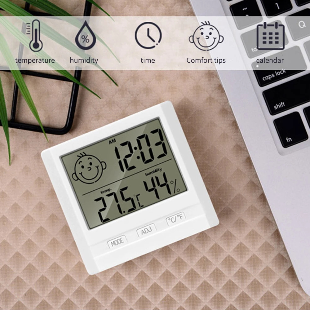 1PCS Thermometer Hygrometer Ultra-Thin Multifunction Automatic Electronic Temperature Humidity Monitor Clock Large LCD Screen | Дом и сад
