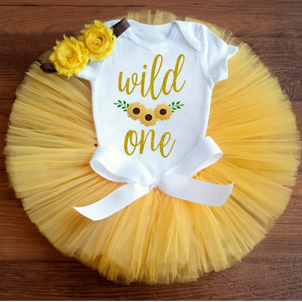 Custom Sunflower Wild One First Birthday Outfit Girl 'goldie' Fall