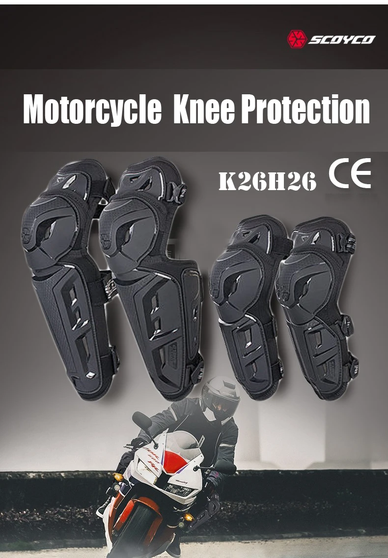 SCOYCO Motorcycle Knee&Elbow Guard 4 pcs TPU Shell Protection Shin Protector Safe Cycling Racing Extreme Sport Equipment,K26H26